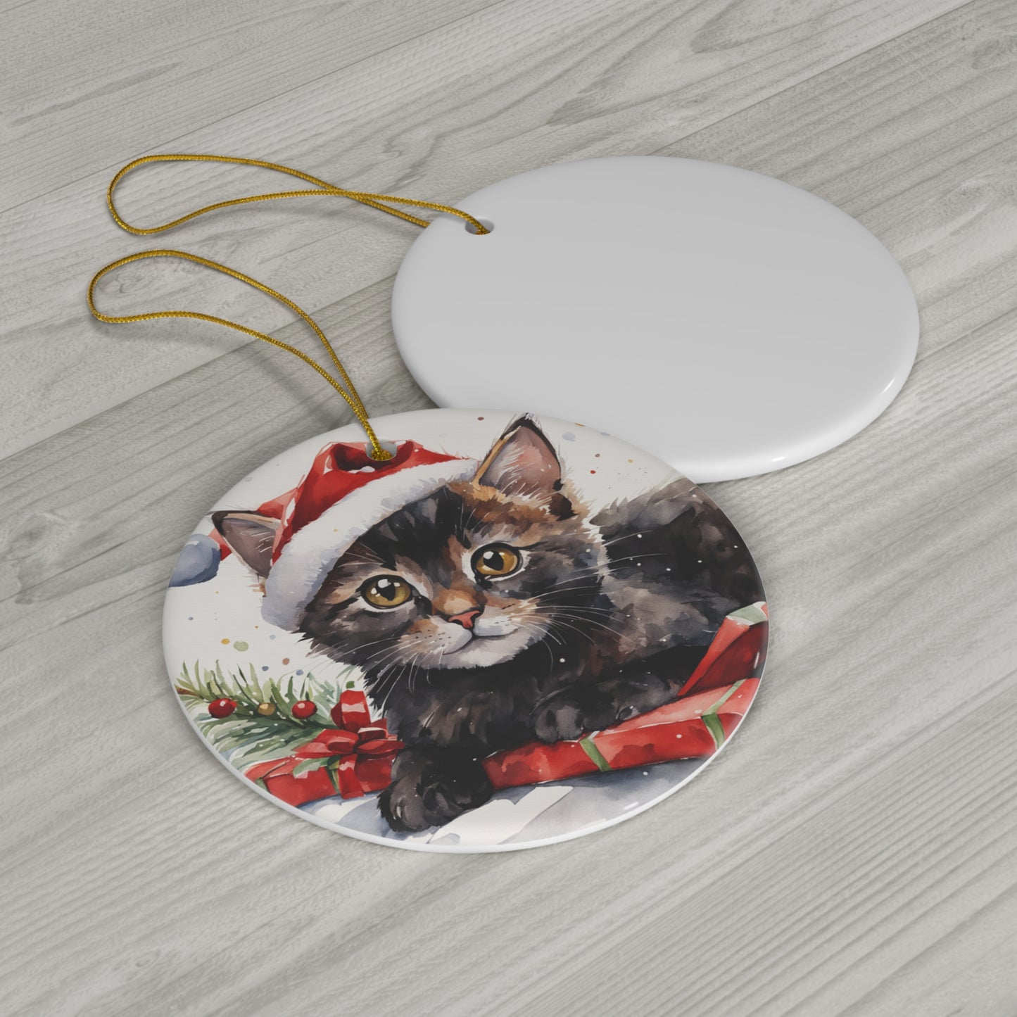 Ceramic Ornament - Christmas Cat     Item #3006265