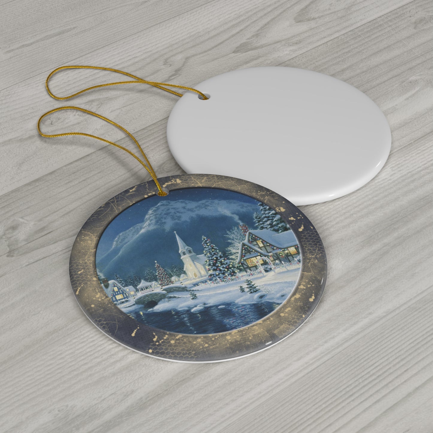 Winter Scene Ceramic Disc Ornament           Item #168783