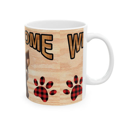 Welcome Puppy Ceramic Mug – Cute Dog Paw Print Coffee Cup 11oz    Item #341556