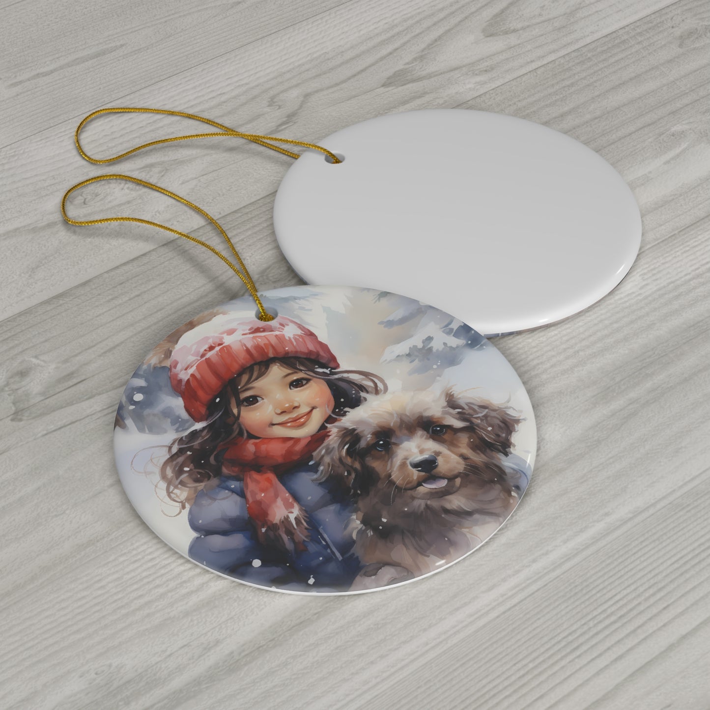 CERAMIC ORNAMENT - CHILD WITH DOG       Item #916866