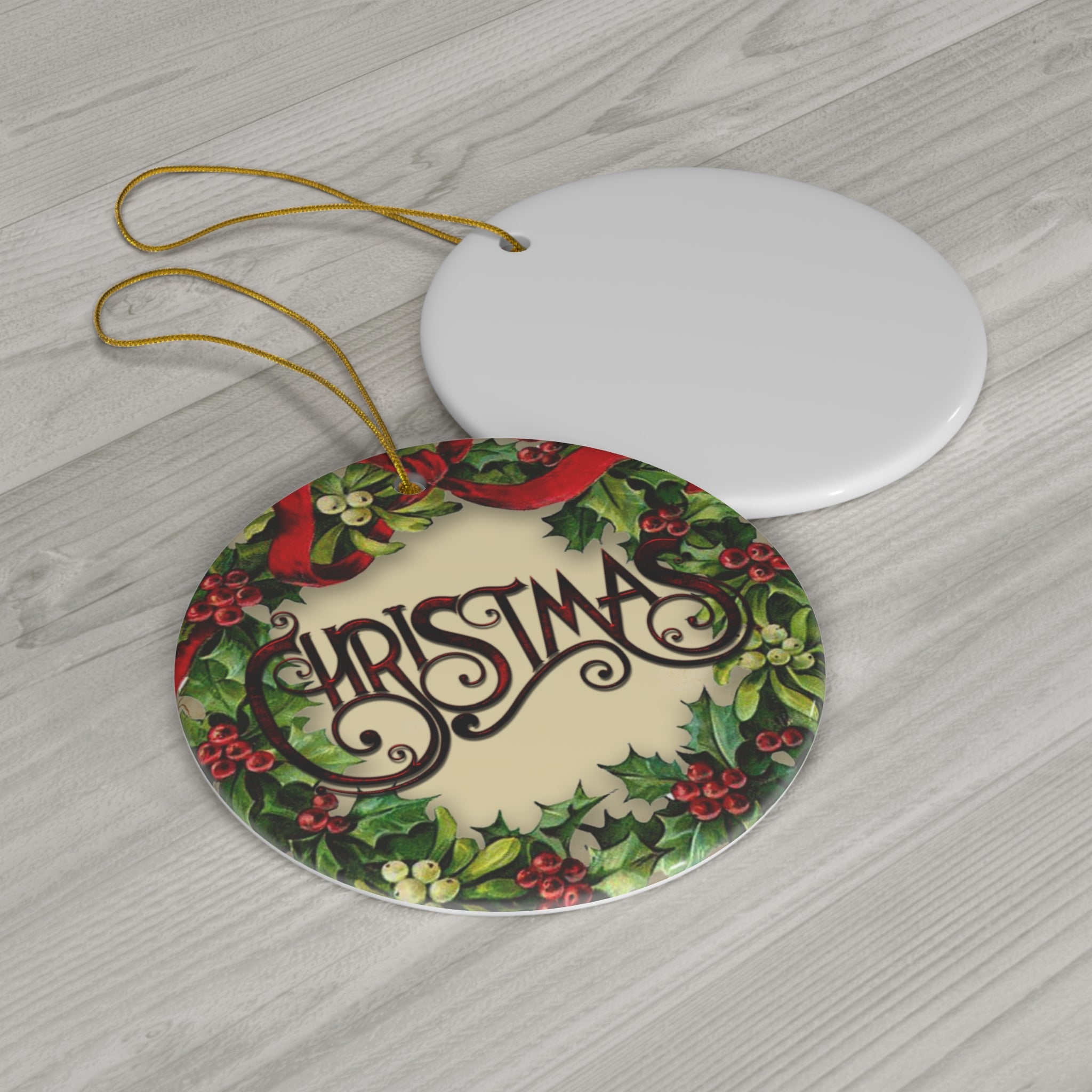 Christmas Scene Ceramic Disc Ornament        Item #9758389