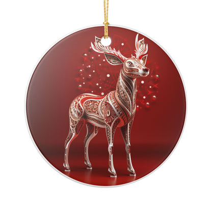 Festive Reindeer Ceramic Christmas Ornament   Item #70679