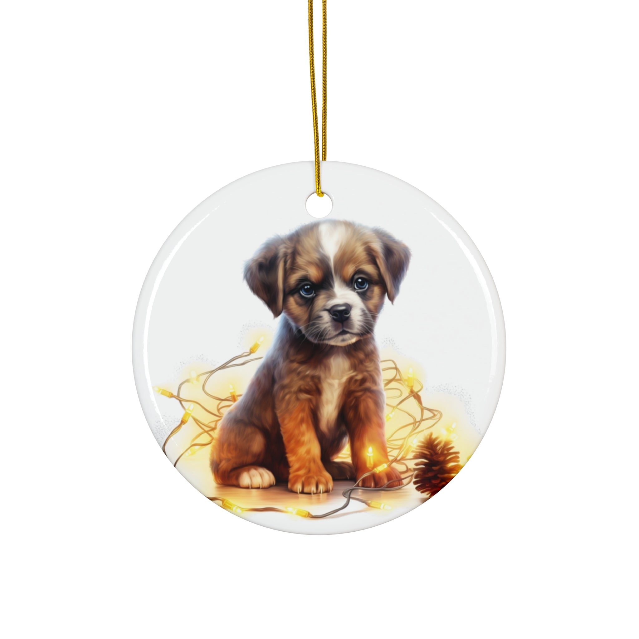 Christmas Dog Ceramic Disc Ornament              Item #5082642