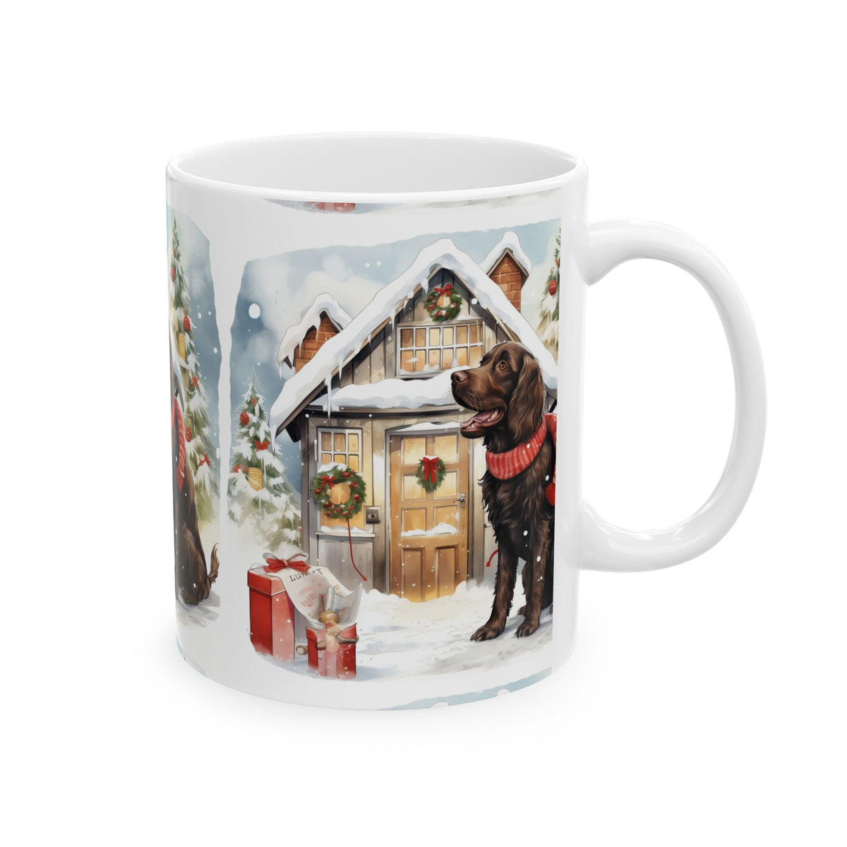 Christmas Labrador Ceramic Mug – Winter Cabin Dog Holiday Coffee Cup 11oz  Item #155021
