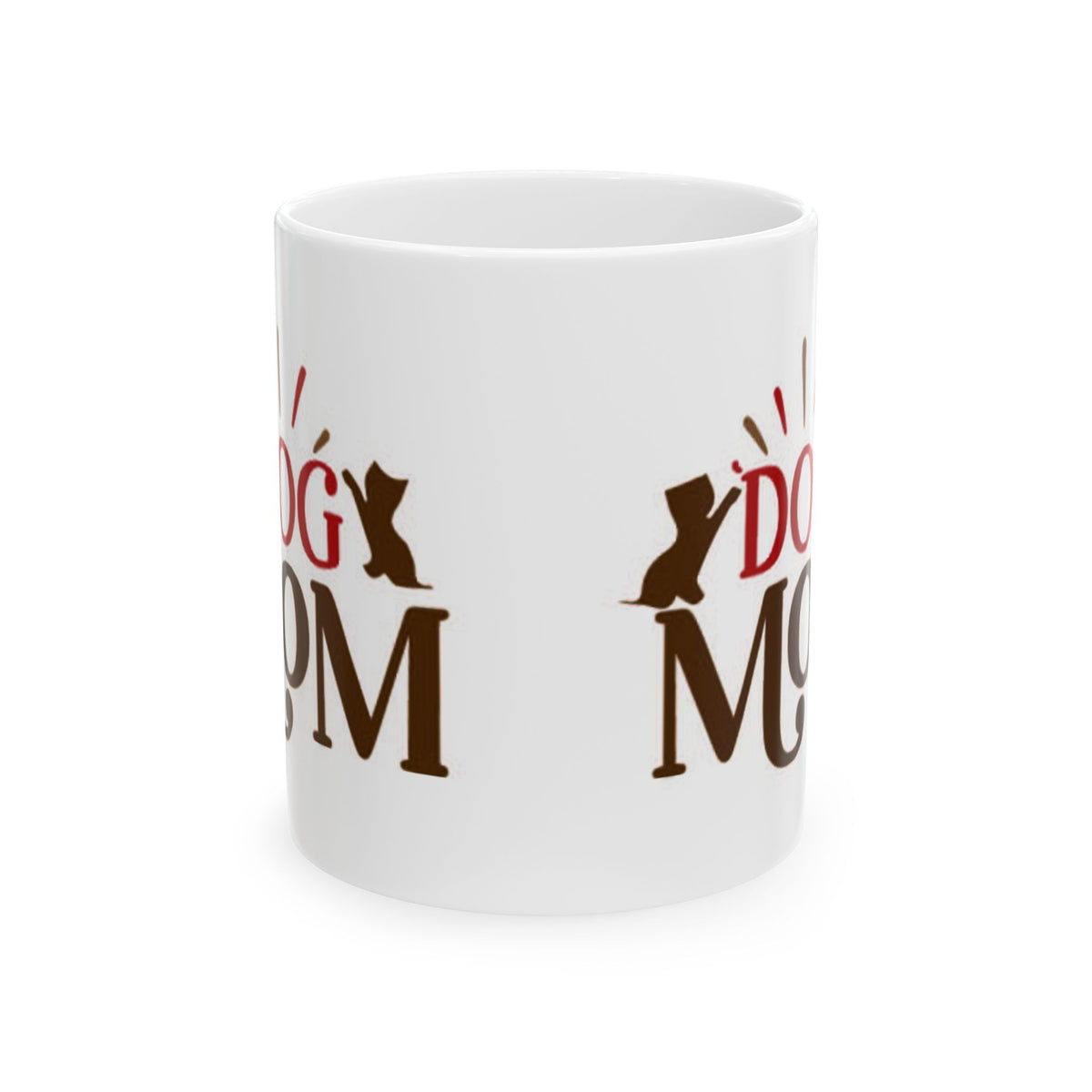 Dog Mom Ceramic Mug – Cute Paw Print & Silhouette Coffee Cup 11oz    Item #980944