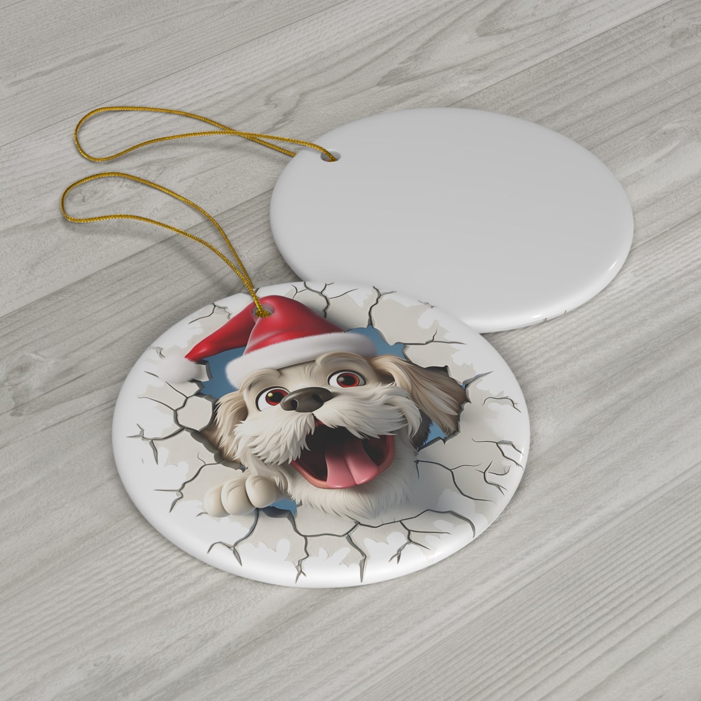 CERAMIC ORNAMENT - 3D CHRISTMAS DOG        Item #1753156