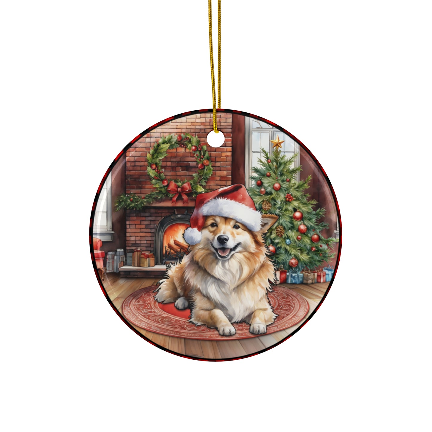 Ceramic Ornament - Icelandic Sheepdog Christmas Dog       Item #56806