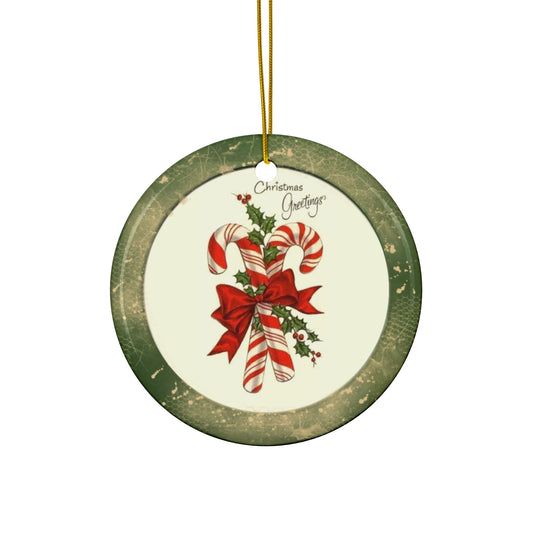 Candy Cane Ceramic Disc Ornament      Item #2617562