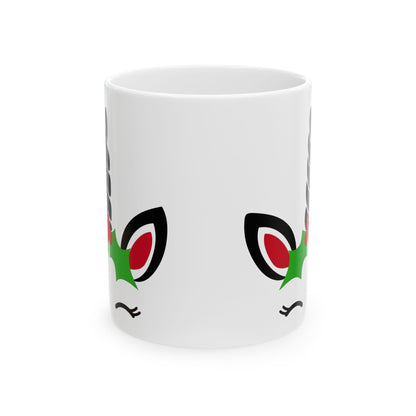 Christmas Unicorn Ceramic Mug – Cute Holiday Unicorn Horn & Holly Design 11oz   Item #32273