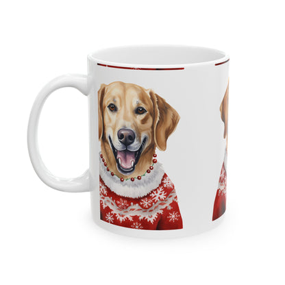 Golden Retriever Holiday Mug — Festive Dog Christmas Coffee Cup 11oz   Item #980262