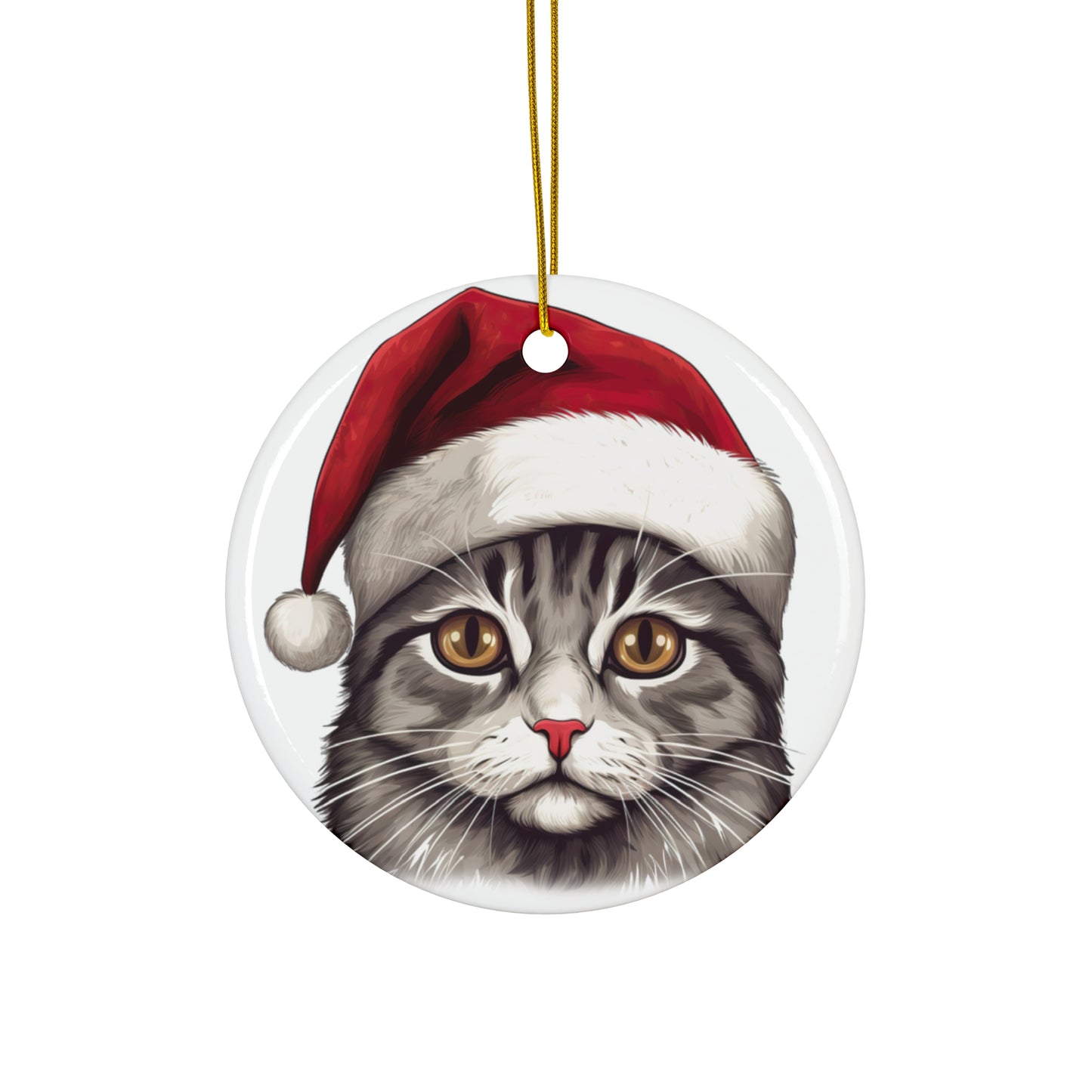 Brazilian Shorthair Cat With Santa Hat Ceramic Ornament      Item #7035155