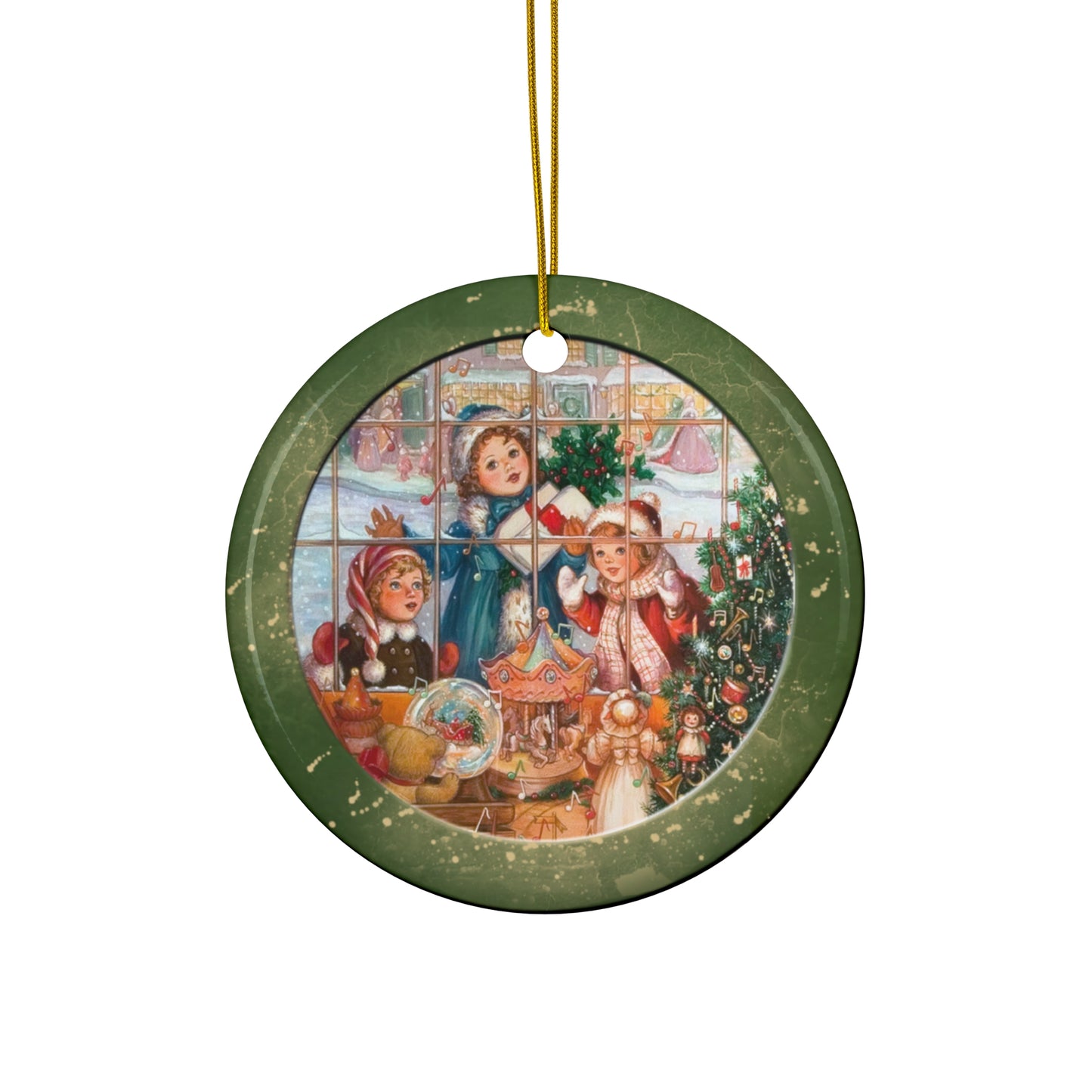 Christmas Kids Ceramic Disc Ornament    Item #7836488