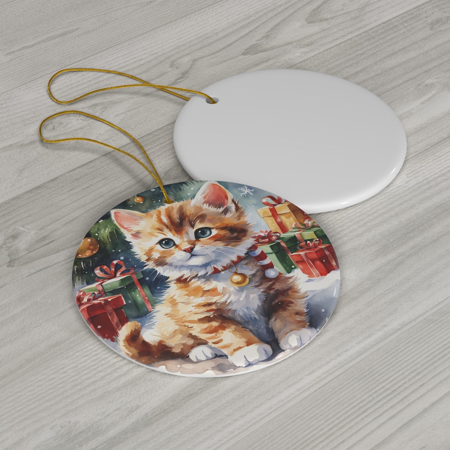 Ceramic Ornament - Christmas Cat     Item #1702214