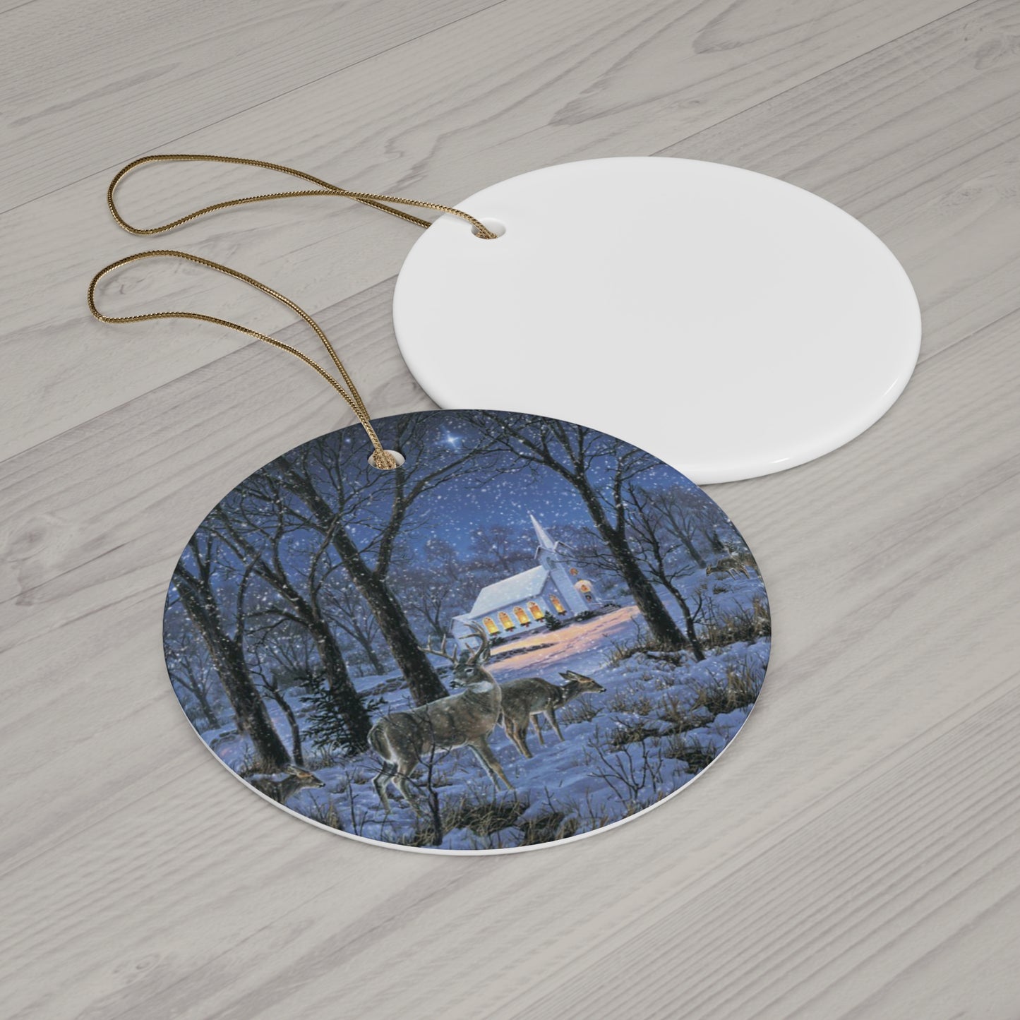 Winter Scene Ceramic Disc Ornament     Item #4266488