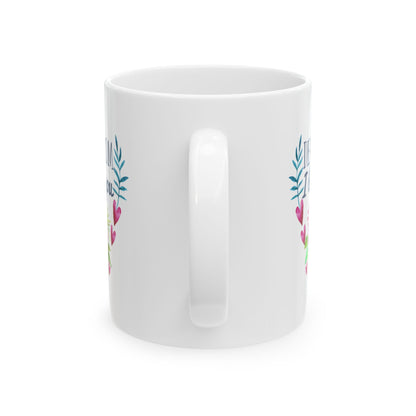 Mother’s Day Floral Mug – "Dear Mom, Thank You" Ceramic Coffee Cup 11oz     Item #952325