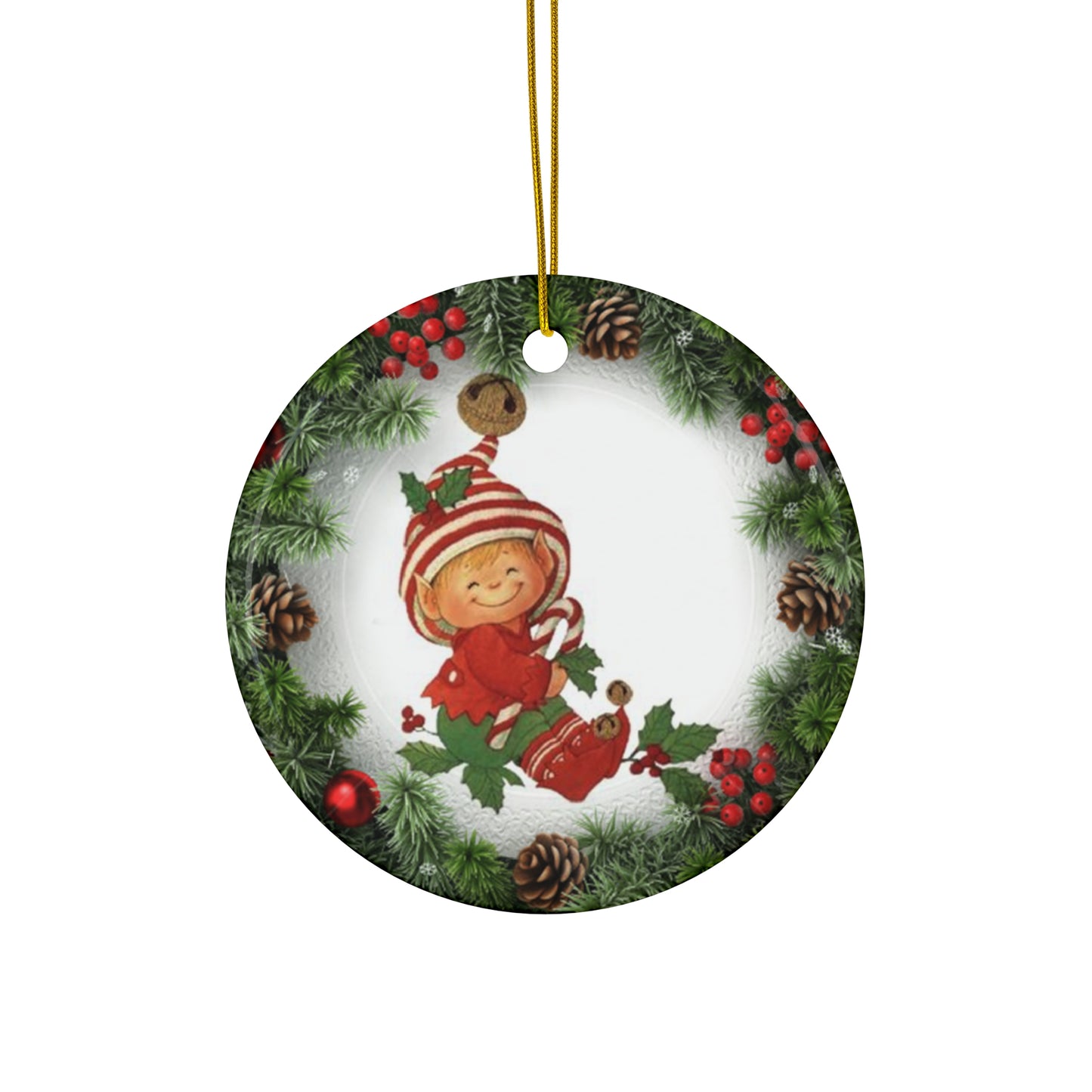 Xmas Kid Ceramic Disc Ornament         Item #5963016