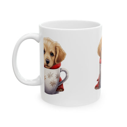 Cute Puppy in Holiday Mug — Ceramic Coffee Tea Cup 11oz   Item #743367
