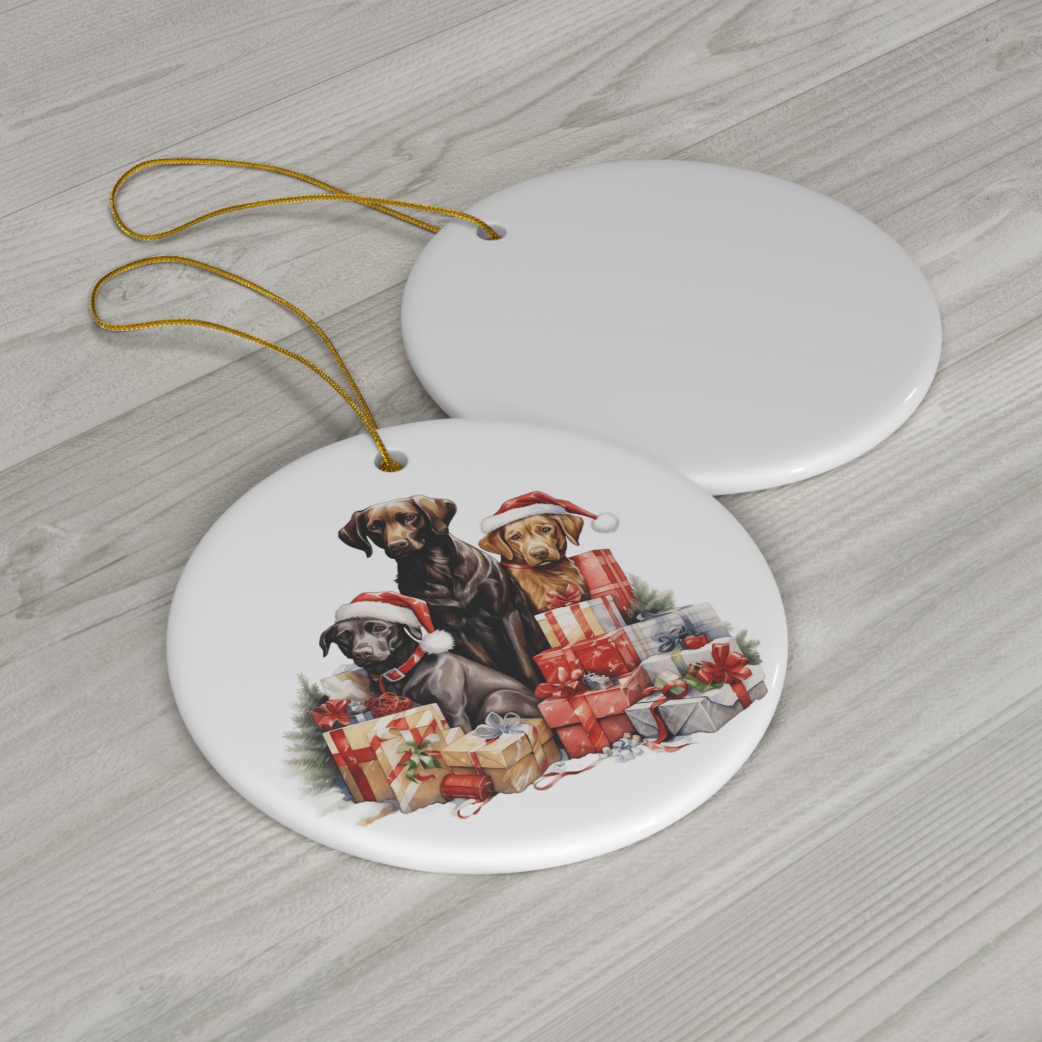 Christmas Dog Ceramic Disc Ornament              Item #4003023