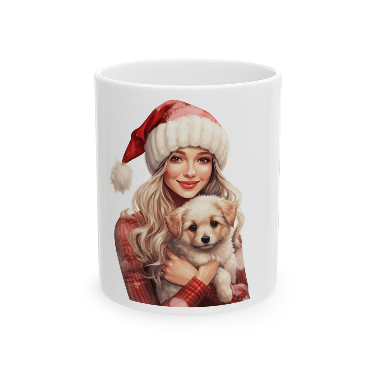 Christmas Santa Girl with Puppy Ceramic Mug 11oz   Item #224802