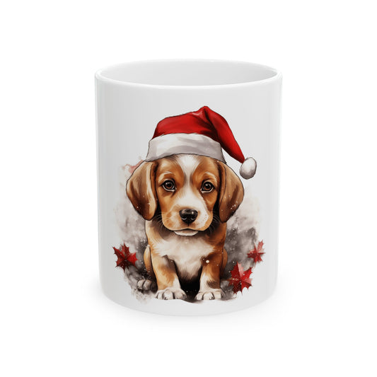 Christmas Puppy Ceramic Mug – Cute Beagle in Santa Hat 11oz   Item #540297