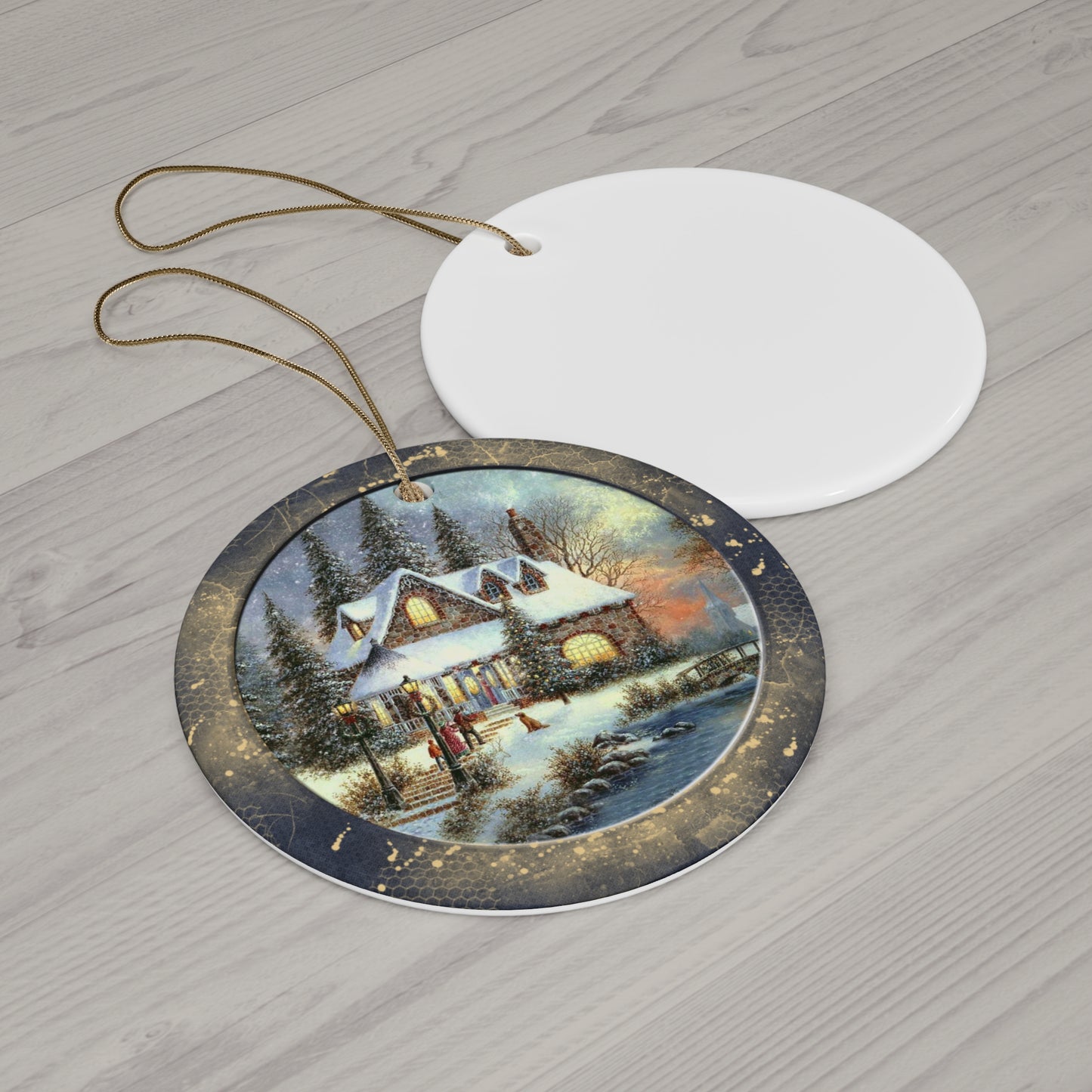 Winter Scene Ceramic Disc Ornament      Item #8664835