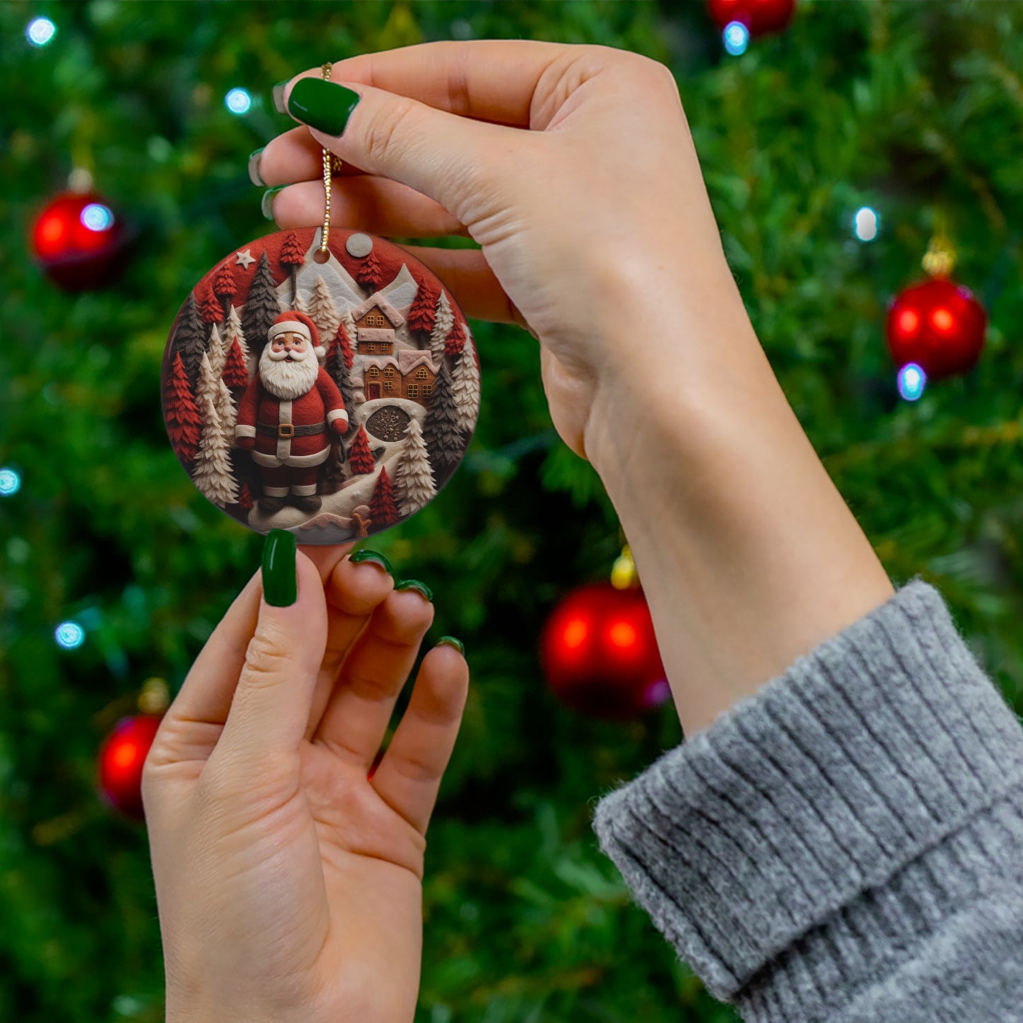 Santa Ceramic Disc Ornament       Item #9696558