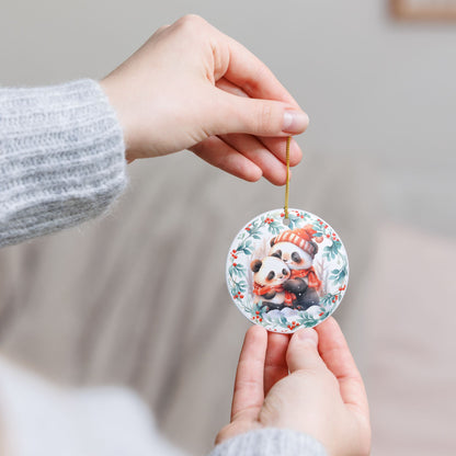 Ceramic Christmas Ornament with Adorable Panda Cubs   Item #76801