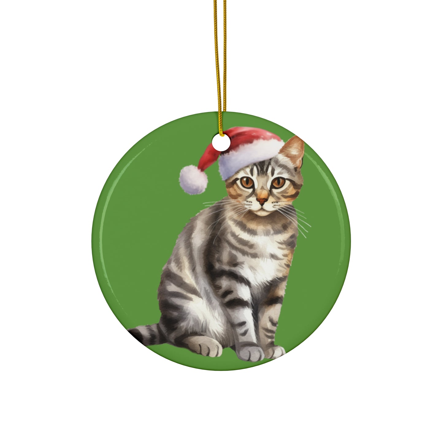 Ceramic Ornament - European Shorthair Xmas Cat    Item #136227