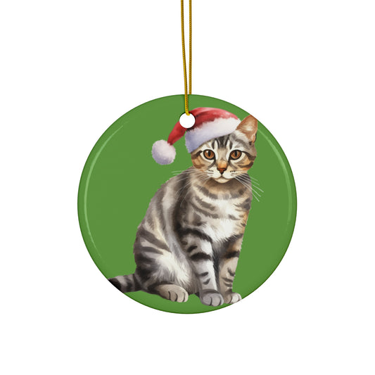 Ceramic Ornament - European Shorthair Xmas Cat    Item #136227