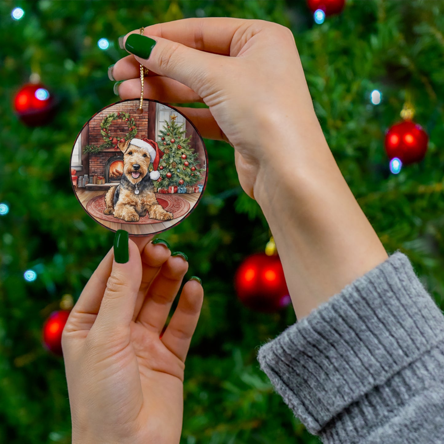 Ceramic Ornament - Lakeland Terrier Christmas Dog       Item #4911156