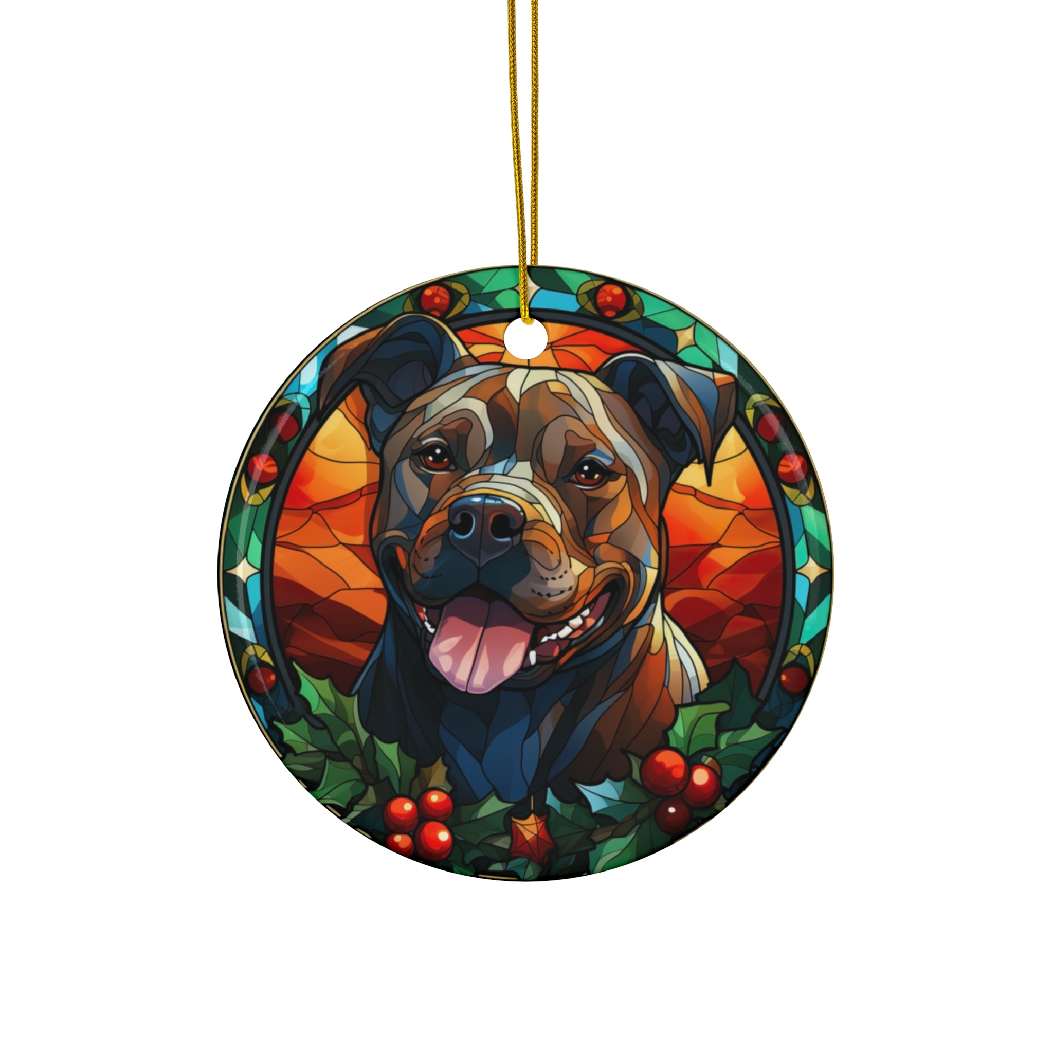 Staffordshire Terrier Ceramic Disc Ornament           Item #2018214