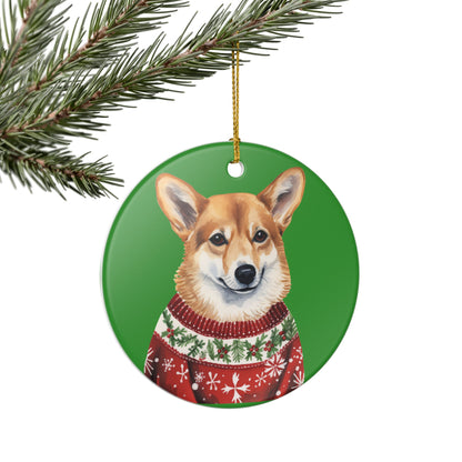 Christmas Corgi in Sweater Ceramic Ornament   Item #716935