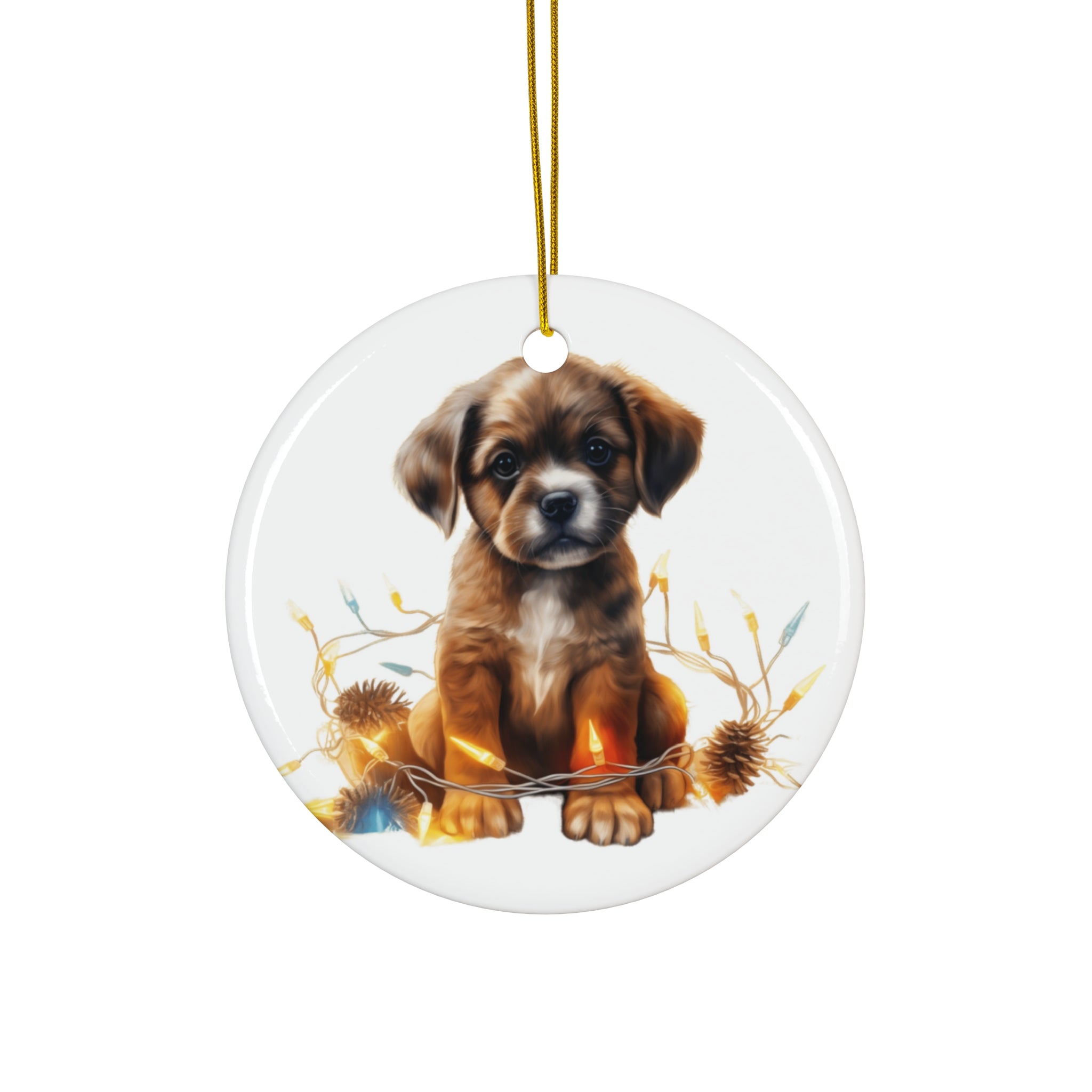 Christmas Dog Ceramic Disc Ornament              Item #7071203