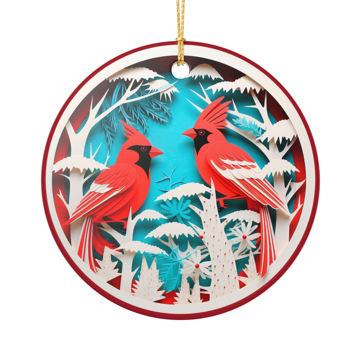 Ceramic Cardinal Bird Christmas Ornament   Item #58303