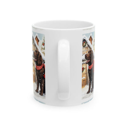 Christmas Labrador Ceramic Mug – Winter Cabin Dog Holiday Coffee Cup 11oz  Item #155021