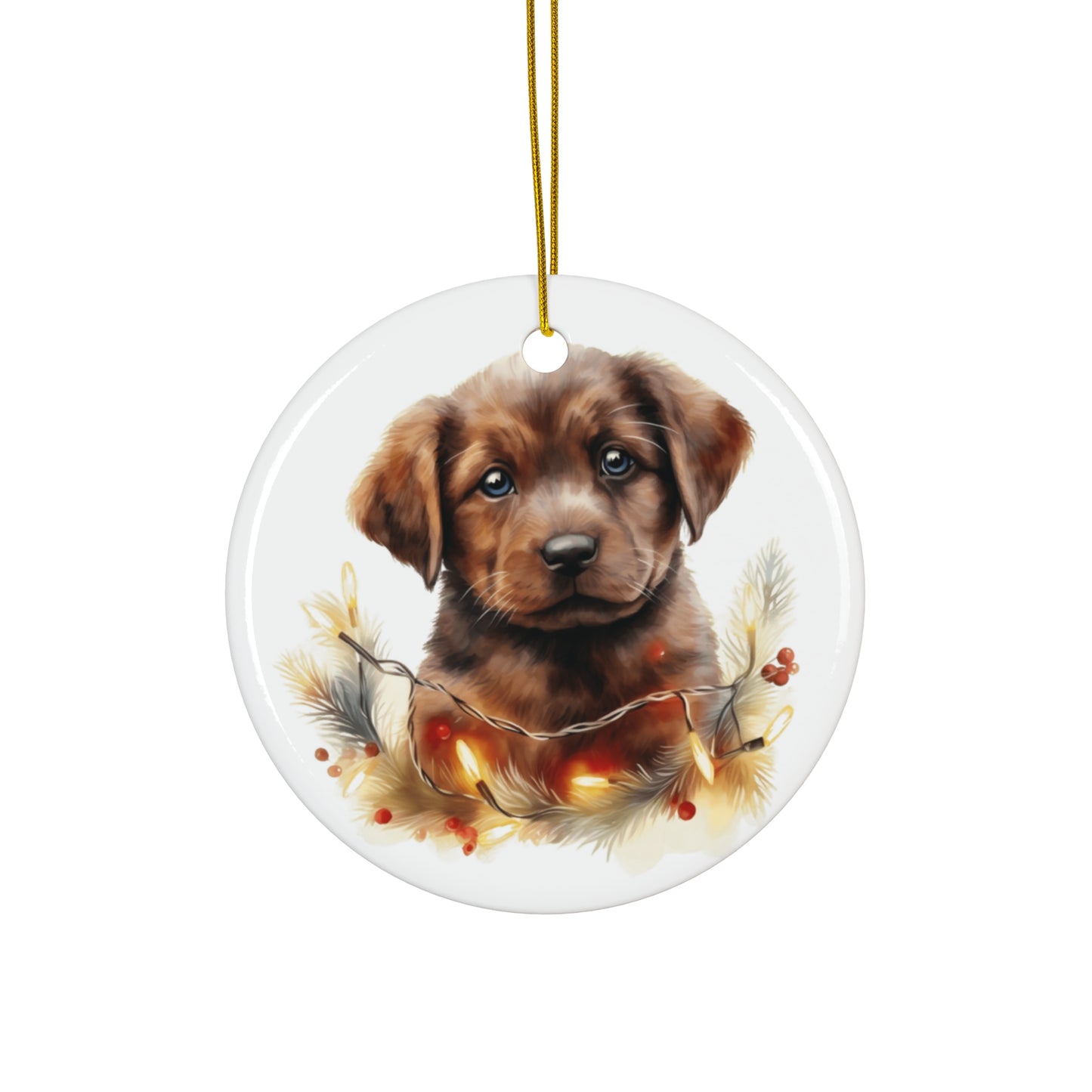 Christmas Dog Ceramic Disc Ornament              Item #2044028