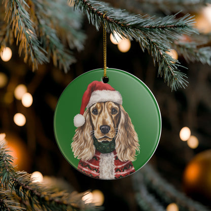 Christmas Cocker Spaniel Dog Ceramic Ornament   Item #183924