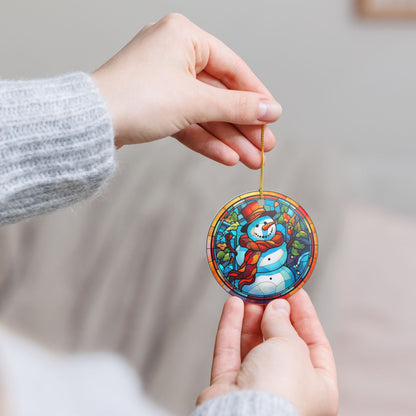 Stained Glass Snowman Christmas Ornament    Item #257638