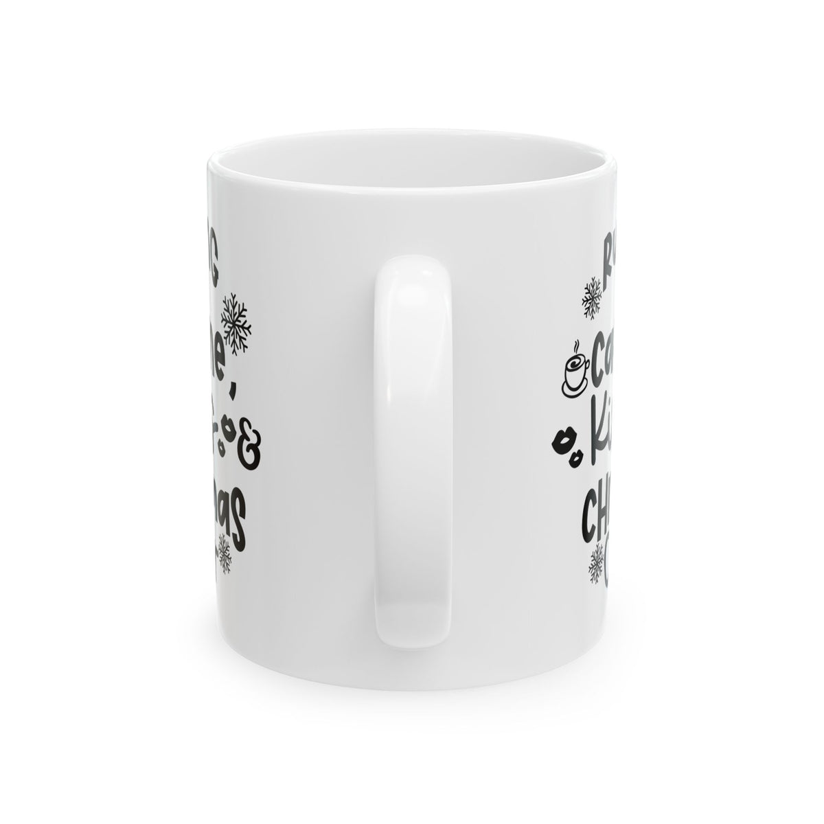Christmas Coffee Mug – "Running on Caffeine, Kisses & Christmas Cheer" Ceramic Mug 11oz   Item #851751