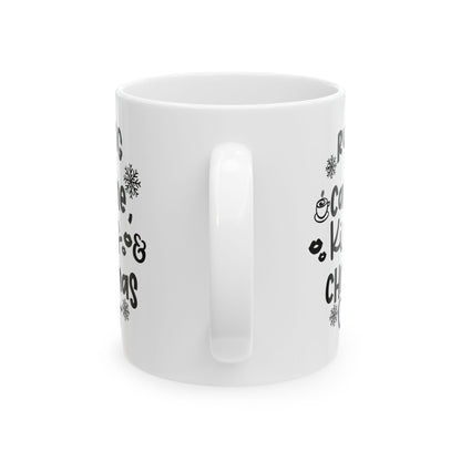Christmas Coffee Mug – "Running on Caffeine, Kisses & Christmas Cheer" Ceramic Mug 11oz   Item #851751