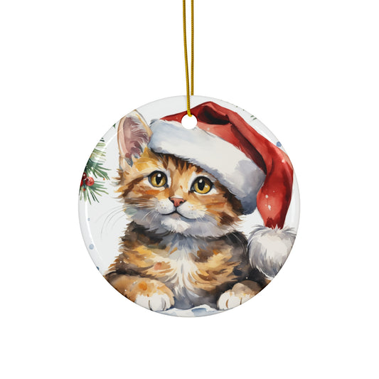 Christmas Cat Ceramic Disc Ornament     Item #8741736