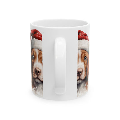 Christmas Puppy Ceramic Mug – Cute Dog in Santa Hat 11oz  Item #195242
