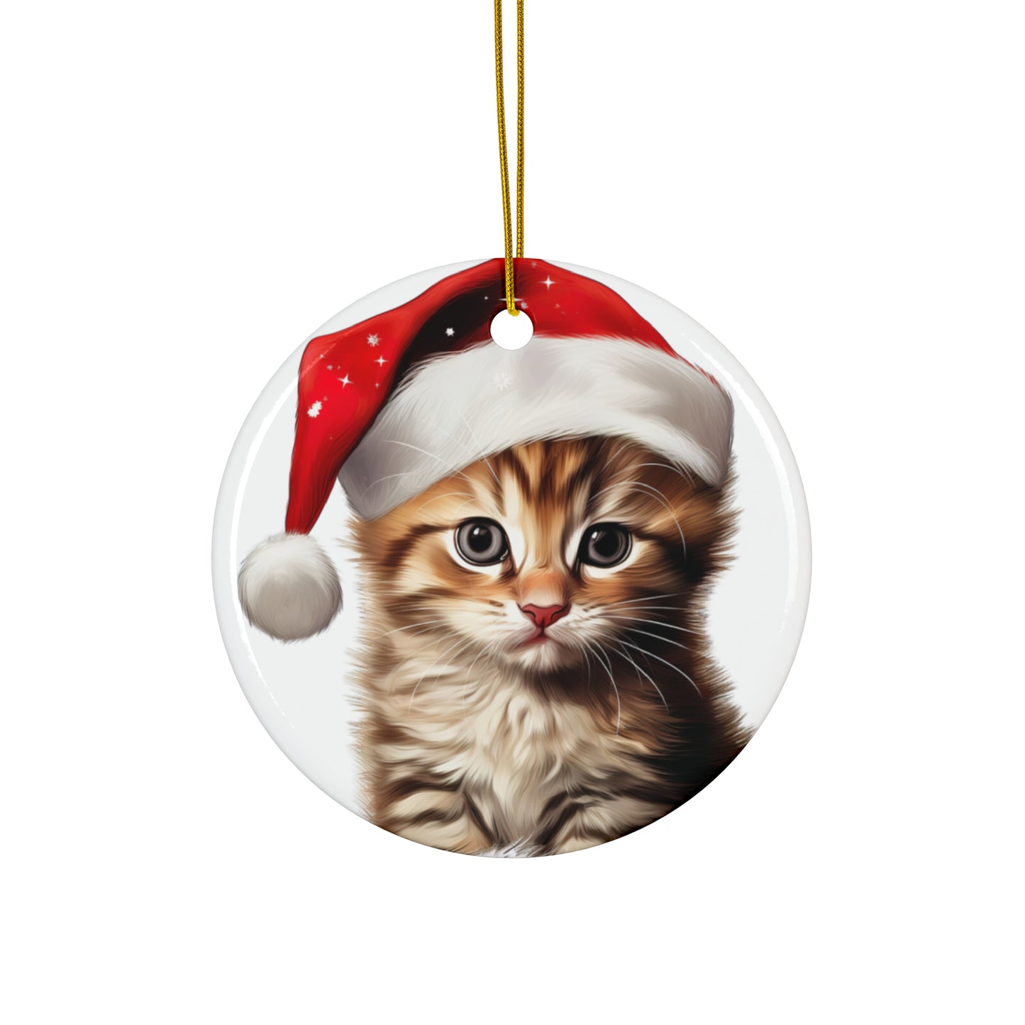 Ceramic Ornament - Manx Kitten With Santa Hat      Item #9092773