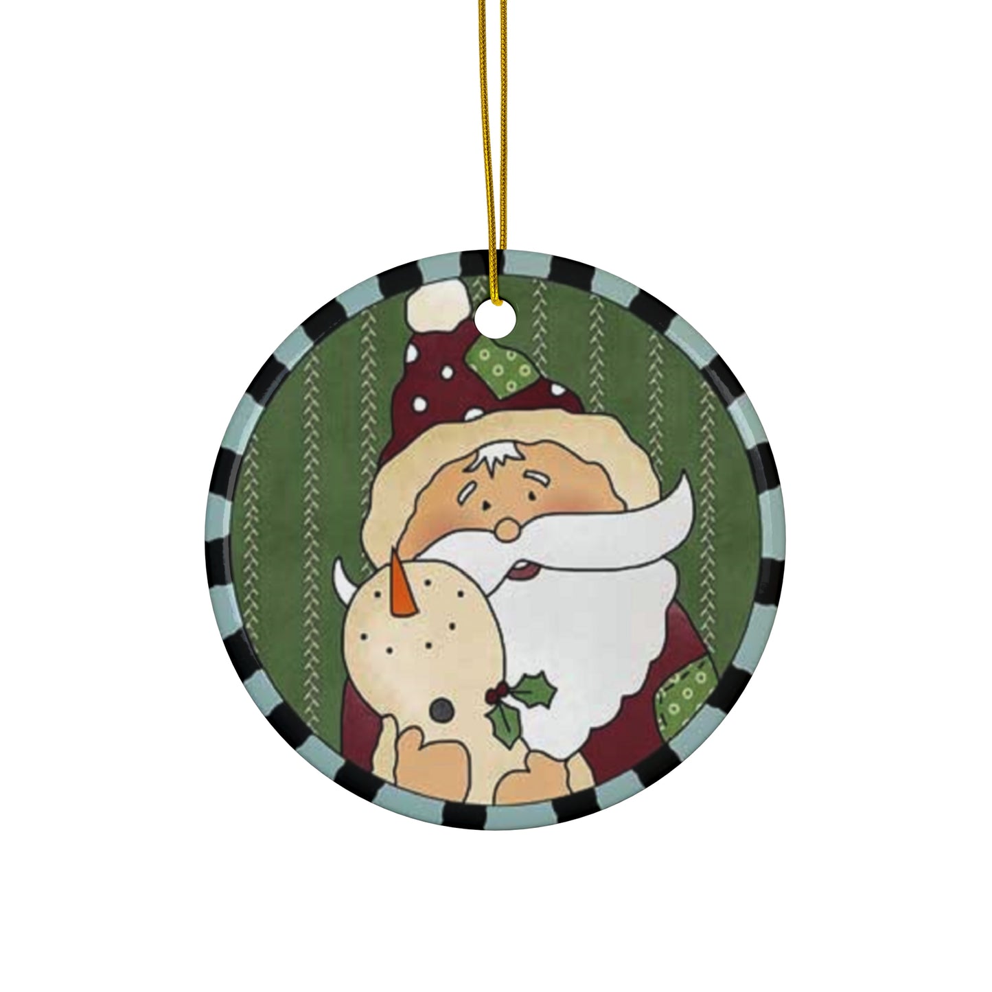 Santa Ceramic Disc Ornament         Item #423527