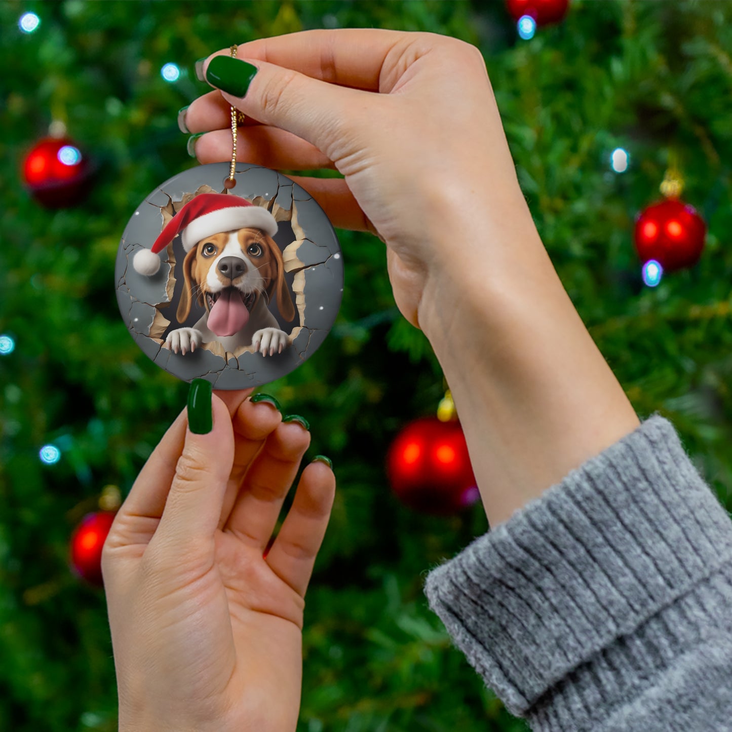 CERAMIC ORNAMENT - 3D CHRISTMAS DOG        Item #5865995