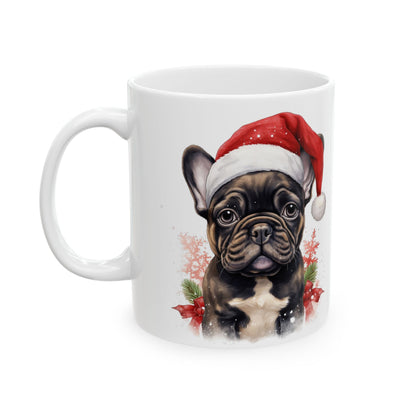 Festive Christmas Puppy With Santa Hat Holiday Mug 11oz  Item #738602