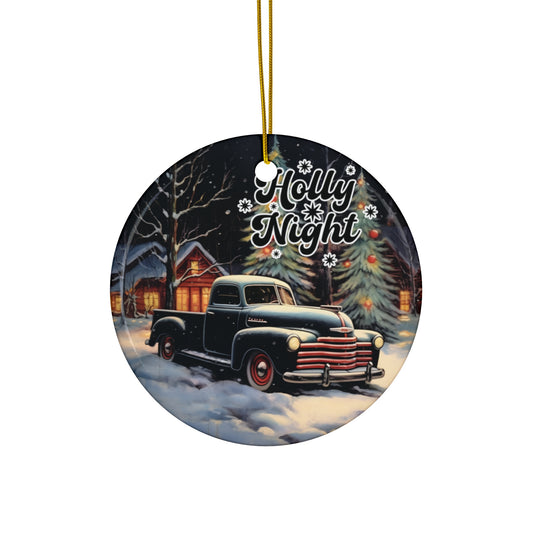 Holly Night Truck Ceramic Ornament           Item #149761