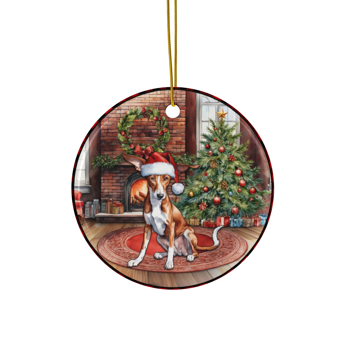 Ceramic Ornament - Ibizan Hound Christmas Dog       Item #9972156