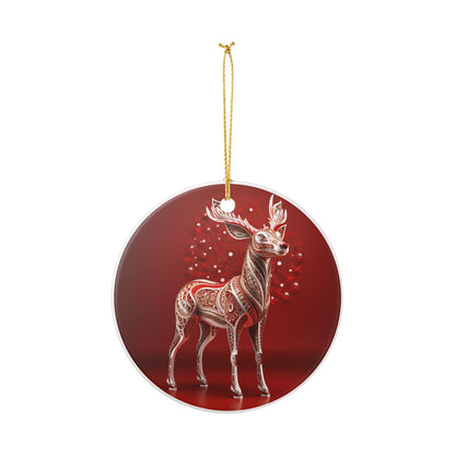 Festive Reindeer Ceramic Christmas Ornament   Item #70679