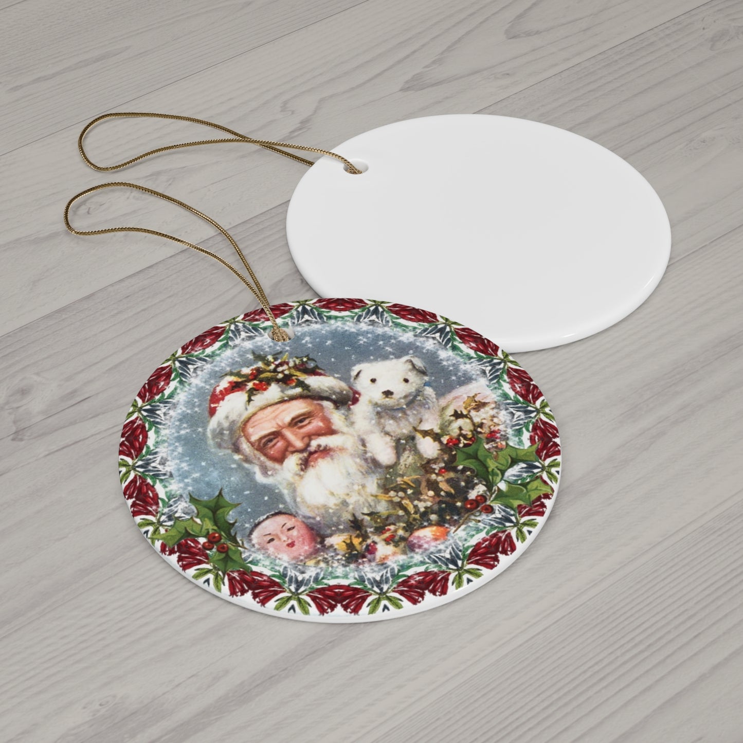 Santa Ceramic Disc Ornament        Item #908435